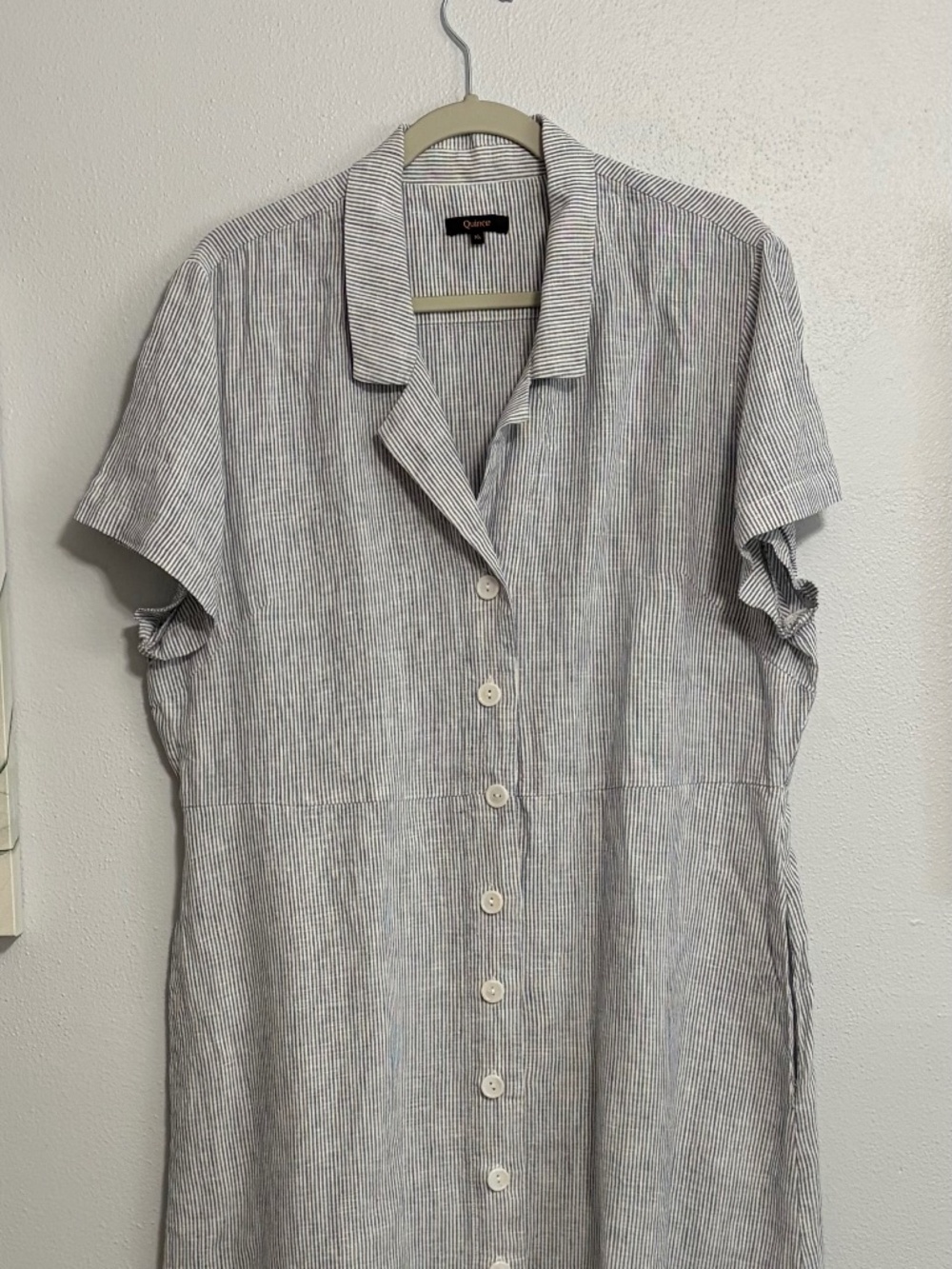 Quince blue/white stripe linen dress XL
